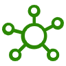  Icon that depicts a network of connections, a metaphor for the very close relationship between the business and the IT department