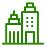 Icon showing two buildings, symbol of the Contest Day held in the presence 