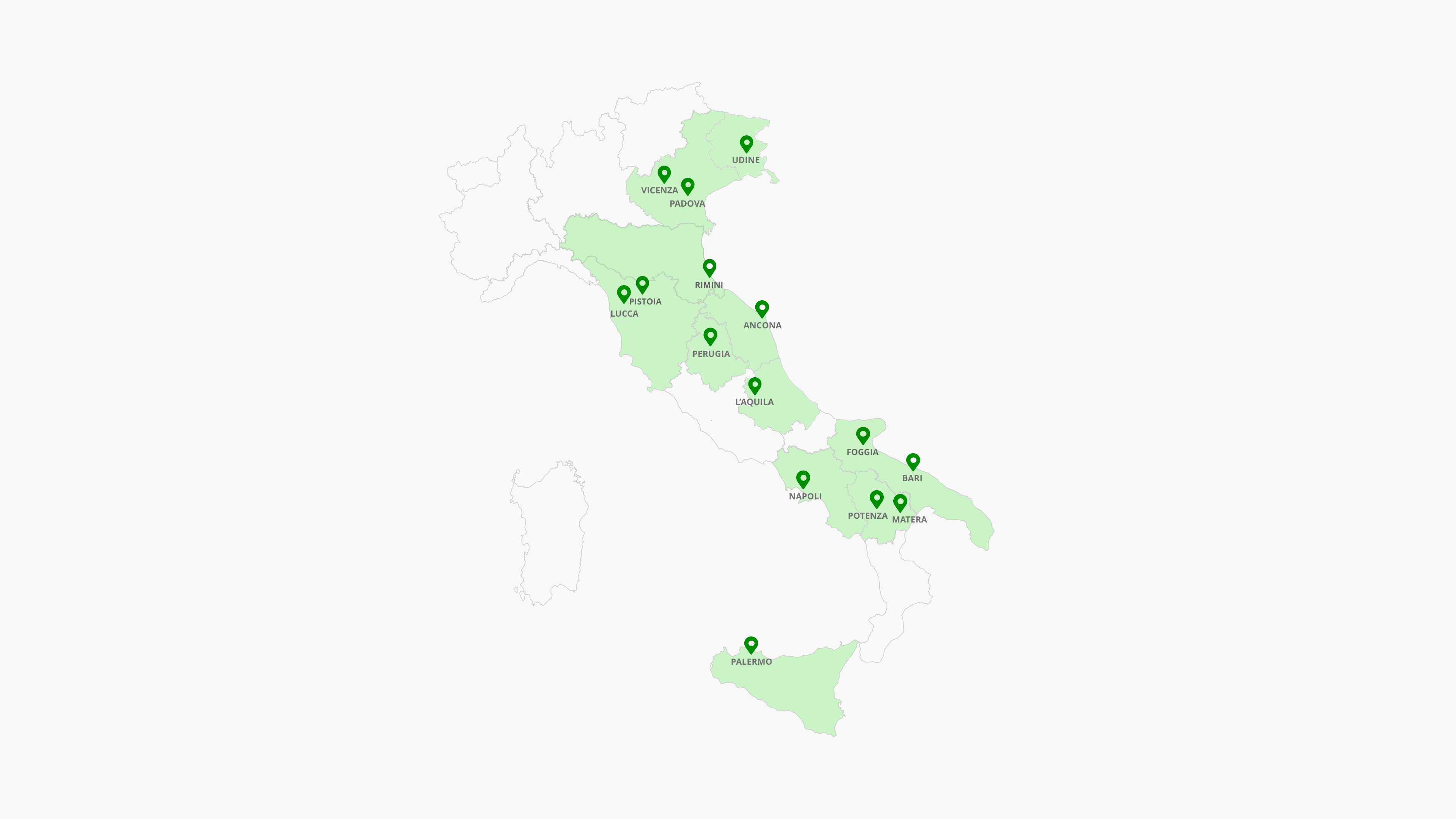 La partnership tra Intesa Sanpaolo e Banco Farmaceutico ha consentito, dal 2018 al 2023, di inaugurare 15 nuove sedi di raccolta: Udine, Vicenza, Padova, Lucca, Perugia, Ancona, L’aquila, Napoli, Bari, Potenza, Matera, Palermo, Foggia, Rimini e Pistoia