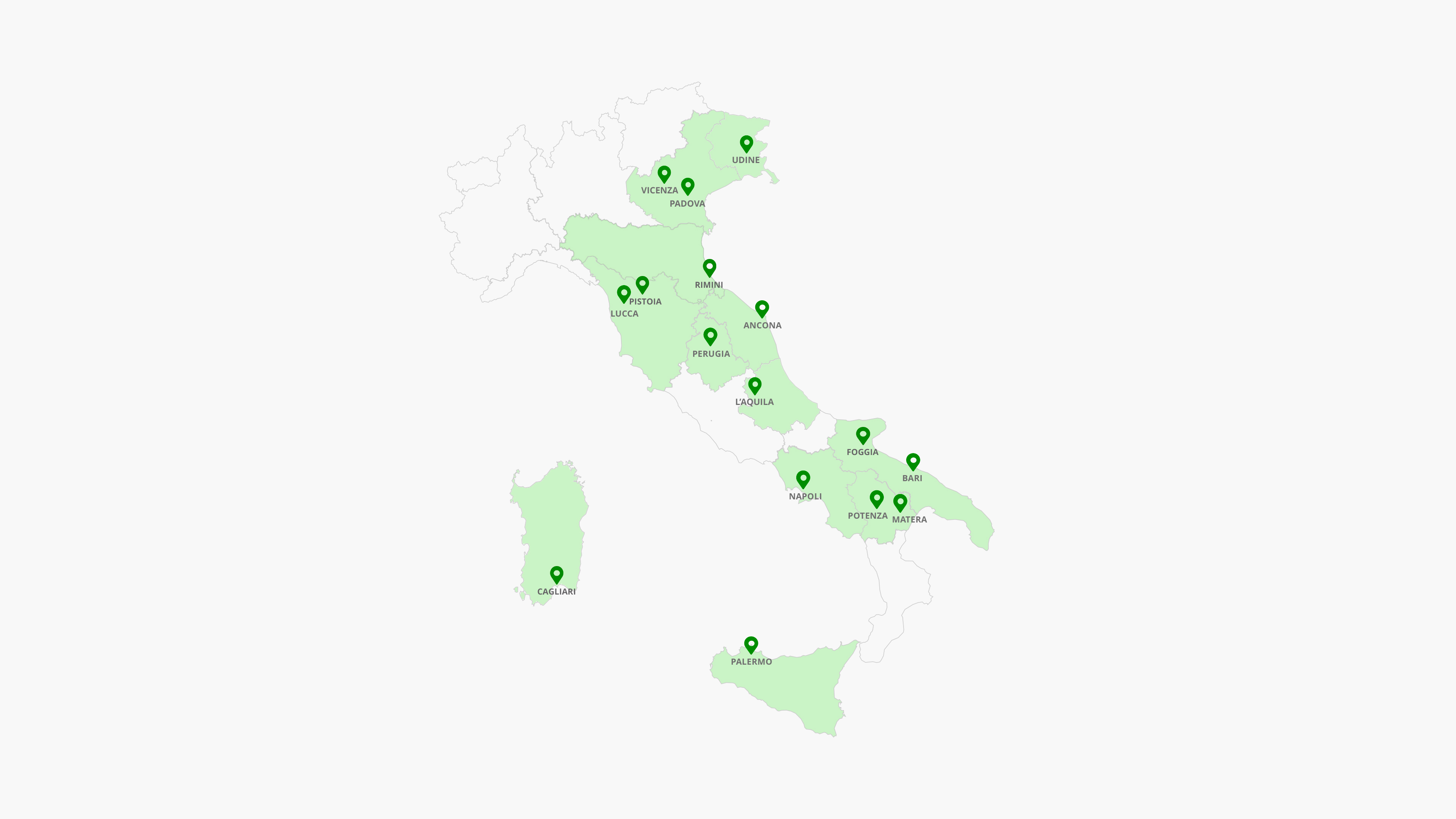 La partnership tra Intesa Sanpaolo e Banco Farmaceutico ha consentito, dal 2018 al 2023, di inaugurare 15 nuove sedi di raccolta: Udine, Vicenza, Padova, Lucca, Perugia, Ancona, L’aquila, Napoli, Bari, Potenza, Matera, Palermo, Foggia, Rimini, Pistoia e Cagliari