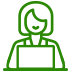 Representative icon of a woman at a computer